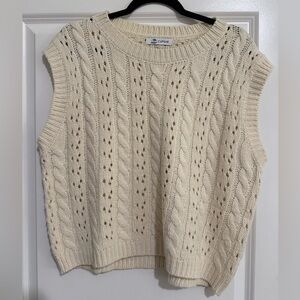 Cupshe Women's Ivory Cable Knit Sweater Vest